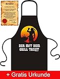 Schürze Schurz - Der mit dem Grill tanzt - Mit Urkunde - Tolle Geschenk Idee für Grill Fans ! Geschenk