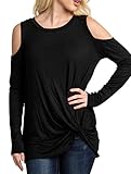 Eanklosco Femmes Hauts Manche Longue Coupe D'épaule Froide T-Shirts Casual Nœud 
