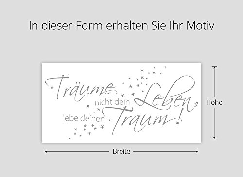 Grandora W1102 Wandtattoo Zitat Träume nicht dein Leben, Lebe deinen Traum Schlafzimmer weiß 120 x 47 cm - 4