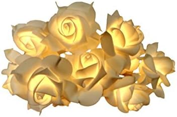 Hzenya Fairy Light 7cm large White Rose string light garland, 10 Warm White LEDs, Length 175cm, Battery Operated (white)
