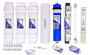 GWAN H TECH India Ro Service kit 1 Membrane 2 Post Carbon 1 Sediment with 1 UF Membrane1 Mineral 1 TDS Meter, 1 UV BARREL, 1 tube 1 key White Pipe and connectors (1/4