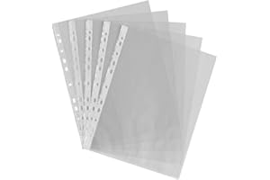 E&A DISTRIBUTION LIMITED A4 Clear Plastic Punched Pockets Filing Folders Wallets Sleeves Document Files (Punched Pockets 50)