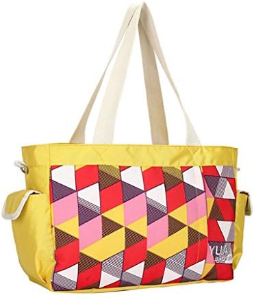 Nappy Changing Tote Bag with Adjustable and Detachable Long Strap (Style29 Geometry Yellow)