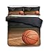 Produktbild LanS Basketball Slam Dunk Sport Serie Bettwäsche - Bettbezug und Kissenbezug, dreiteilige Bettwäsche (Bettbezug + 2 Kissenbezüge), feuchtigkeitsfest, antibakterielle, hypoallergen, Single, Double Bed