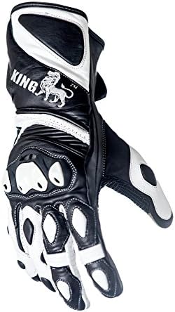 Protect the King Astro Premium Leather Gauntlet Motorcycle Sport Biker Gloves (Large)