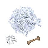 Madera auténtica: rústica y clásica, estos clips de madera hacen encantadores pines de fotos y añaden un toque casero como decoraciones de álbumes. Cada juego incluye 100 pines de madera natural pintados en una variedad de seis colores, con pequeños muelles.