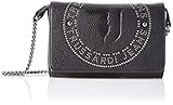  Trussardi Jeans Damen Harper Pochette Tumbled Ecolea Handgelenkstasche, Schwarz (Blac/Gunmetal), 27x15x33 centimeters