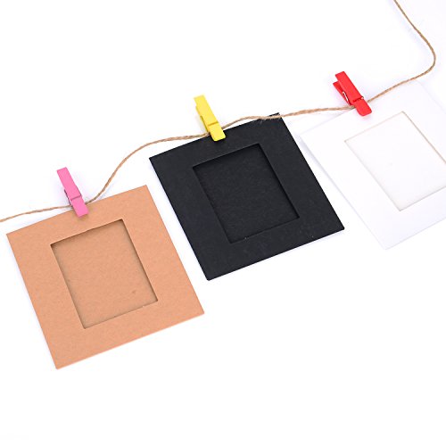 eBoot 20 Stück Papier Fotorahmen Film Dekor Grenzen Bild Matten mit 20 Stück Holzklammer und 2 Stück Garn - 5