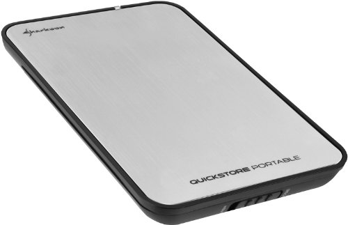 Sharkoon Quickstore Portable USB 2.0 Gehäuse für 2,5 Zoll (6,4cm) SATA Festplatte inkl. Backup Funktion silber