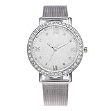 Armbanduhren Mode-Accessoires, Frauen Strass Mesh Band r?mischen Ziffern Analoge Quarz-Armbanduhr - Silber