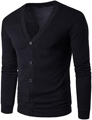 Men's Knitwear,Moonuy Men Autumn Winter Button V Neck Long Sleeve Knit Sweater Solid Fashion Casual Cardigan Handsome Newly Loose Coat Knitting Shirt Sweatshirt (S, Black)