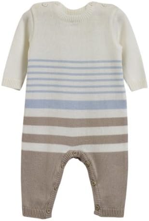 Natures Knits Stripe All In One Blue&Mink Striped 3-6months Organic Cotton Baby Suit by Natures Knits