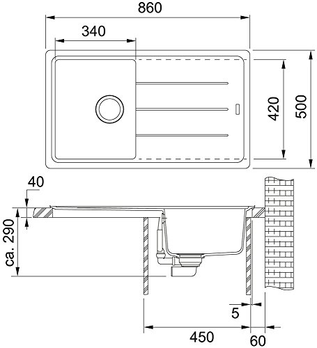 Franke Basis BFG 611-86 Onyx Granit-Spüle Schwarz Spülbecken Einbau-Spüle Küche - 2