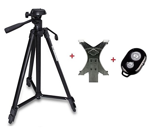 53 Zoll Professional Kamera Stativ Halterung Halter+Bluetooth Auslöser Fernauslöser für iPad pro 9.7,iPad air 2 1,iPad 4 3 2,iPad mini 4 3 2 1-schwarz - 3
