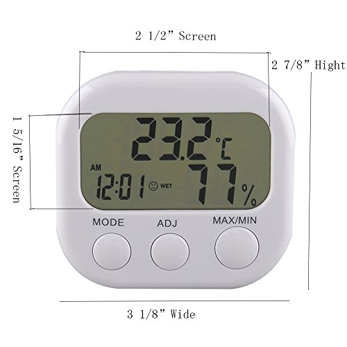 Tikitaka LCD-Digital-Thermometer-Hygrometer TA638 Temperatur- und Feuchtigkeitsmessgerät Messgerät mit Uhr Wetterstation - 7