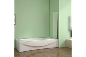 Acezanble 250x1400mm Corner Fixed Bath Shower Screen Over Bath Square Cut