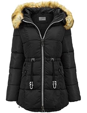 DAMEN WINTERMANTEL STEPP JACKE LANG PELZ KAPUZE MANTEL DAUNEN OPTIK PARKA