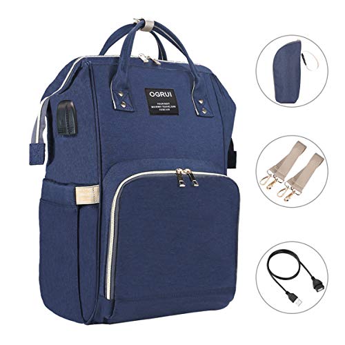 Preisvergleich Produktbild Baby Wickelrucksack Wickeltasche, Große Kapazität Babytasche Wasserdichte Reiserrucksack Organizer Multifunktional mit Kinderwagen Riemen für Mama Papa Arbeit oder Ausflug (Marineblau3)