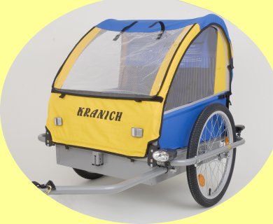 Kranich Monz Blue Bird - Rimorchio per Bambini in Alluminio, 20" (90046), Blu/Giallo