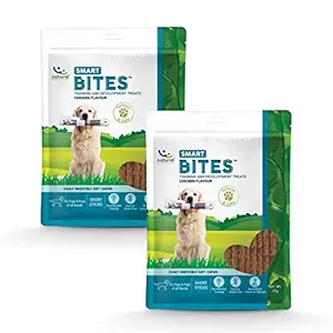Natural Remedies Smart Bites- Training and Development Treats, Easily Digestible Soft Chews Short Sticks for Dogs & Pups of All Breeds, Chicken Flavour (Pack of 2 - 75 gm Each)