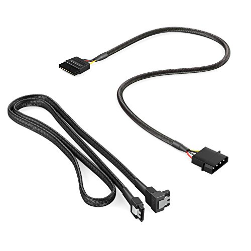 KabelDirekt 4-Pin Molex auf 15-Pin SATA Stromkabel 30 cm + 7-Pin SATA 3 Datenkabel 6 Gbit/s 90° gewinkelt 60 cm