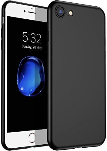 FLYYU iPhone 7 Case, Ultral Thin Full Protective Slim Fit Shell Cover, Simple Stylish Matte Coating Gel Bumper Anti Scratch Hard Cover Case for Apple iphone 7-4.7'' -Black (Black)