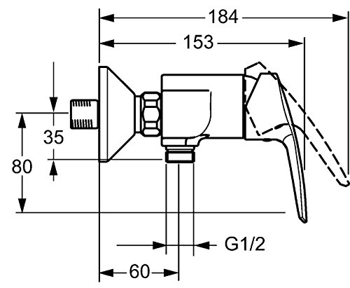 Hansa Einhand-Brause-Batterie für Wandaufbau Hansapolo 5145 verchromt, 51450173 - 2