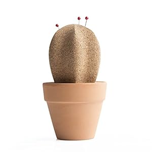 Suck UK Cork Cactus Desktop Organiser/Pinboard with Ceramic Storage Pot and Red Push-pins Included