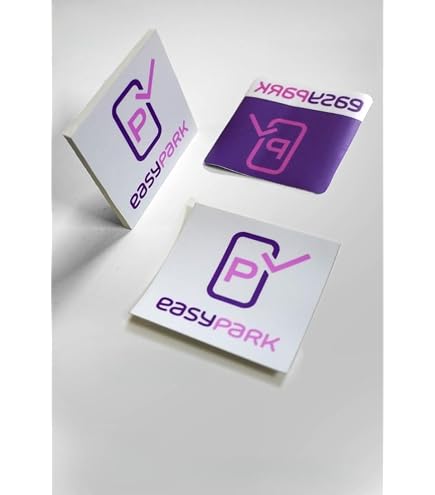 TAKONE EasyPark Vignette Sticker – 5er Set Wiederverwendbare Aufkleber 80x80 Mm, Rückstandsfrei Entfernbar, UV-beständig, Lila