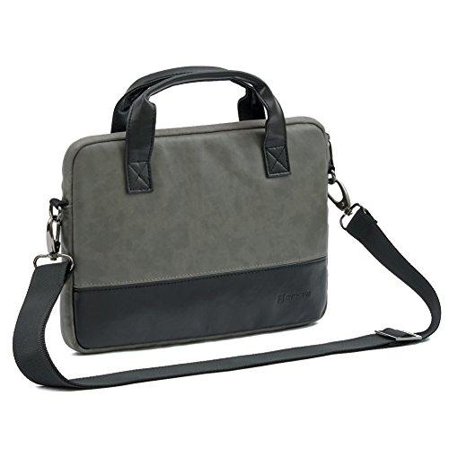 Laptoptasche 11.6, Evecase Premium Doppelfarbige Umhängetasche mit Gepolstert Laptopfach, Fronttasche, Zubehörfach für Laptop in 11,6 Zoll – Waschbär Grau - 3