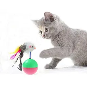 Pets Empire Cat Ball Toy Feather Multicolor Mouse Kitten Playing Mice Interactive Toys (Single)
