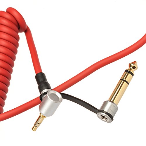 iProtect Ersatzkabel für Monster Beats Dr. Dre 3,5mm und Adapter auf 6,3mm Klinkenstecker Spiralkabel rot - 5