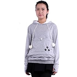 saianke Ladies Sudaderas con capucha soporte para mascota gato perro canguro Carriers Pullover Gris gris Large