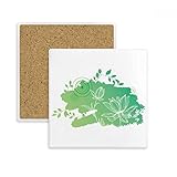 DIYthinker Coaster Flor Hojas Rana Cuadrado de la Flor de Loto Planta de la Taza Titular de...