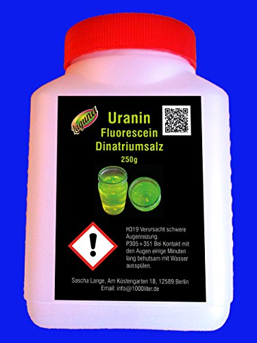 Uranin 250g Fluorescein Leckortung Wasserschaden Fluoreszenz Dinatriumsalz Dichtigkeitsprüfung UV-Licht Tracer Leuchtmittel