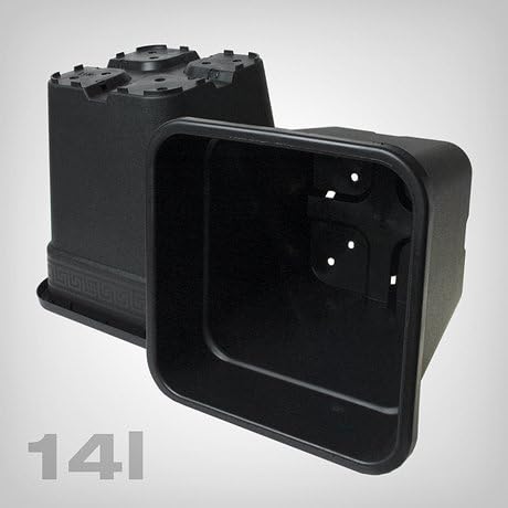 Plant Pot Square/Black, 14 L