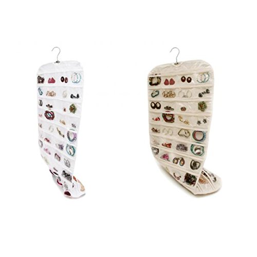 Generic Hängend 80 Taschen Schmuckaufbewahrung Schmuck Organizer – Weiß - 5