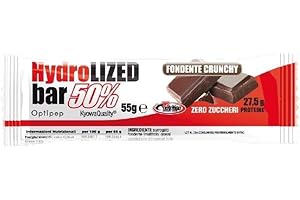 PRONUTRITION HYDROLYZED BAR 50% [BARRETTA DA 55 G] - barrette proteiche zero zuccheri (FONDENTE CRUNCHY, BOX DA 24 BARRETTE)