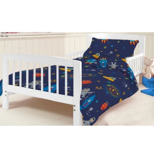 Shopisfy Children's Toddler Bedroom Nursery Colourful Printed Bedding, Junior Duvet Cover Set - Space Boy
