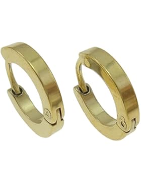 Ohrringe Creolen aus Edelstahl, gold, 14mm Durchmesser, 2mm schmal