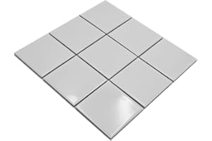 CONWIRE Mosaik Fliese Keramik weiß glänzend für WAND BAD WC DUSCHE KÜCHE FLIESENSPIEGEL THEKENVERKLEIDUNG BADEWANNENVERKLEIDUNG Mosaikmatte Mosaikplatte 1 Matte