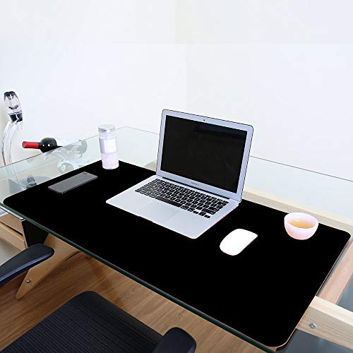 Tapis de bureau imperméable en cuir synthétique pour ordinateur et souris - Sous-main protecteur pour le bureau et la maison - Rectangulaire L Noir 