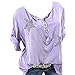 Produktbild Bluse Damen Herbst Shirt Knopf Fünfzackigen Stern Hot Drill Tops Oberteil Langarm 3/4 Ärmel O-Ausschnitt Sweatshirt Langarmshirt Lose Hemd Tunika