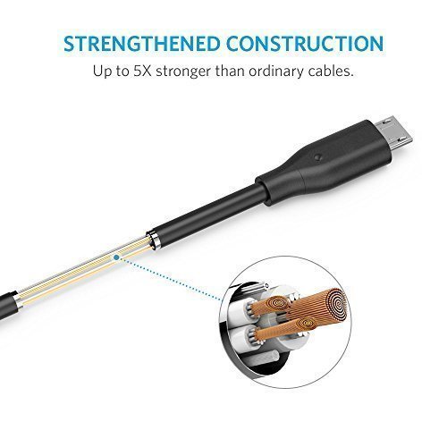 Anker PowerLine Micro USB Kabel [4-Pack] 0.3m Ladekabel, einer Lebensdauer von 10,000+ Biegungen fÃ¼r Samsung, Nexus, LG, Motorola, Android Smartphones und weitere (Schwarz)