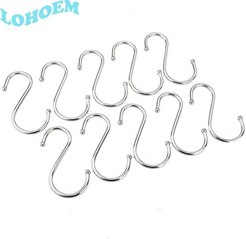 LOHOME® S Shaped Hooks, Pack of 20 PCS Stainless Steel Metal Hooks Kitchen Pot Pan Hanger Clothes Storage Rack (Small)