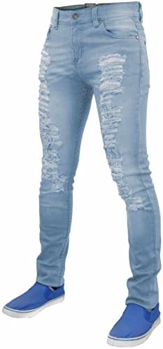 Men Ripped Jeans Light Wash 30W X 32L