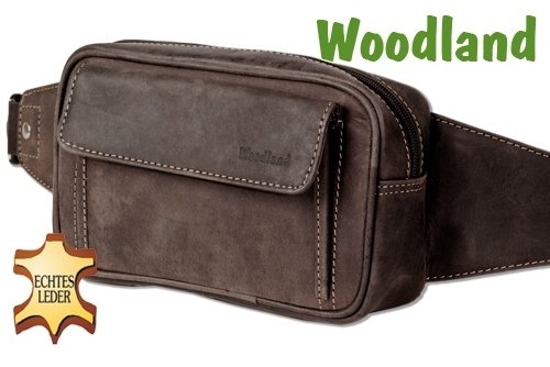 Woodland   Gro  e Bauchtasche mit viel Platz aus weichem  naturbelassenem B  ffelleder in Dunkelbraun Taupe