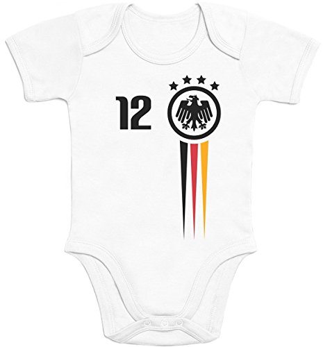 Fussball EM 2016 Deutschland Nationalmannschaft Baby Body Kurzarm-Body 3 – 6 months Weiß