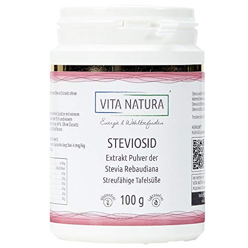 Vita Natura Polvo de Stevia, Esteviósido al 95%, Pack de 1 (1 x 100 g)