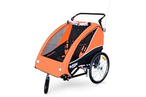 PAPILIOSHOP B-FOX Rimorchio Bici e Passeggino Multifunzione per Trasporto di 1 o 2 Bambini – Carrello Bicicletta Sicuro, Pieghevole e Facile da Trasformare per Passeggiate, Gite e Escursioni